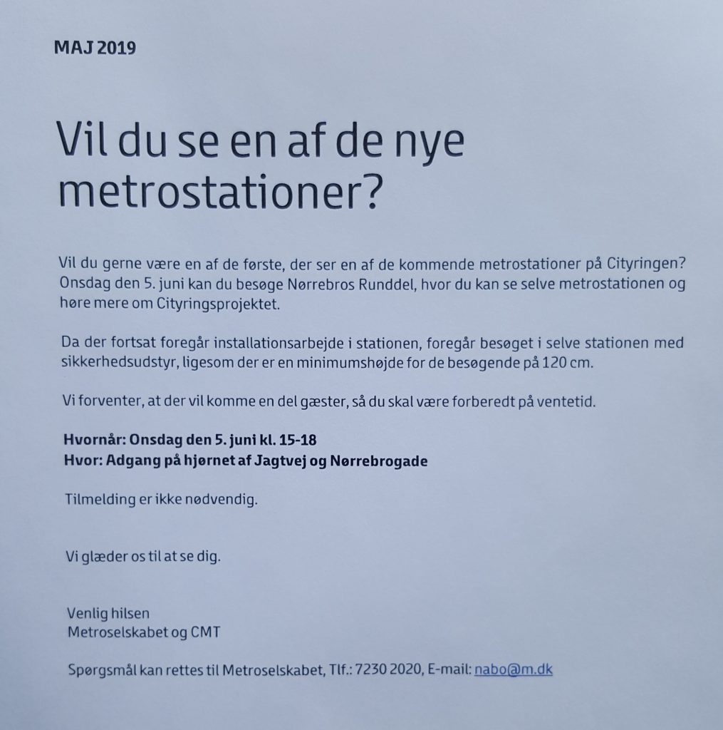 Metro inviterer til at se en af de nye metrostationer onsdag den 5. juni 2019